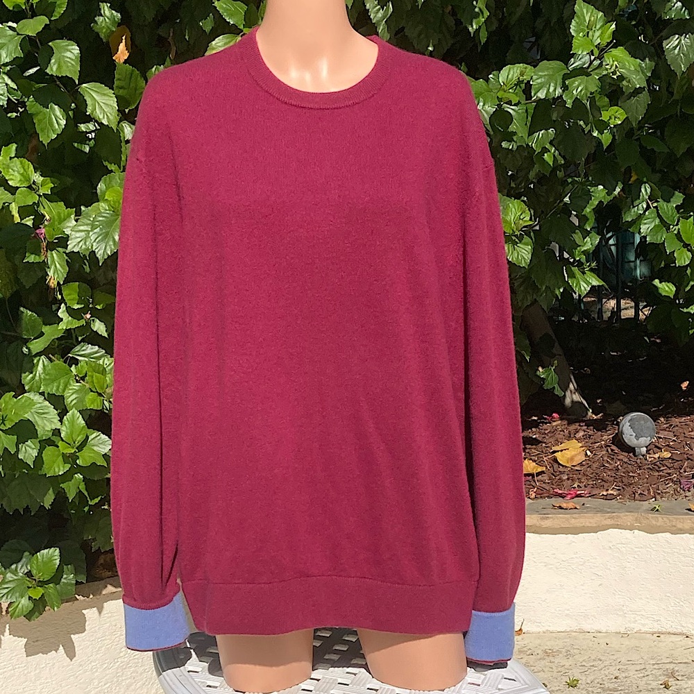 GREYSON Sweater Cashmere Crew Neck Activewear Burgundy New